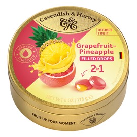 Cavendish & Harvey | Double Fruit Drops – Grapefruit with Pineapple Filling | 175g 6 ounce Tin
