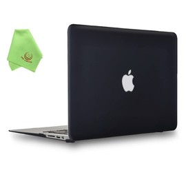 UESWILL Smooth Touch Matte Hard Shell Case Cover Compatible with MacBook Air 11 inch (Model: A1370 / A1465) + Microfibre Cleaning Cloth, Black