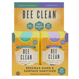 Bee Clean Organic Beeswax Hand Sanitizer Pocket Spray - Protects and Moisturizes Skin (6 Lavender Oil and 6 Citrus & Peppermint, 12 total)
