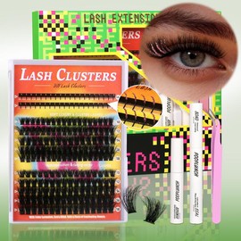Lashes map for Clusters Kit Fluffy Dramatic Eyelashes Extension Kit DIY, 8-18mm  Individual Lashes Kit with Lash Bond and Seal Makeup:_Ping