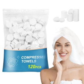 Lagincig - 120 Toallas Comprimidas Desechables Portátiles, Mini Toallas para Acampar, Viajes, Hogar, Hotel y Actividades al Aire Libre