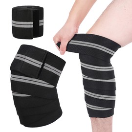 Sparkaesth Rodilleras gym,Wraps para Rodilla,vendas para rodillas gym,Knee Wraps,coderas para gym,1 Par Rodilleras de Compresion，Fitness, Levantar Pesas（Negro + gris）