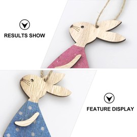 Easter Crafts Wooden Ornaments 16 Pieces Rabbit Wooden Hanging Decorations Crafts Hanging Embellishments Crafts for Easter Party Supplies Decorations