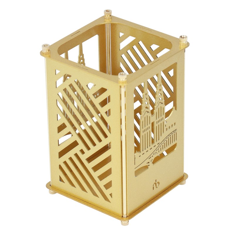 Metal Pen Holder Multifunctional Easy Assembly Glossy Golden Surface Plating