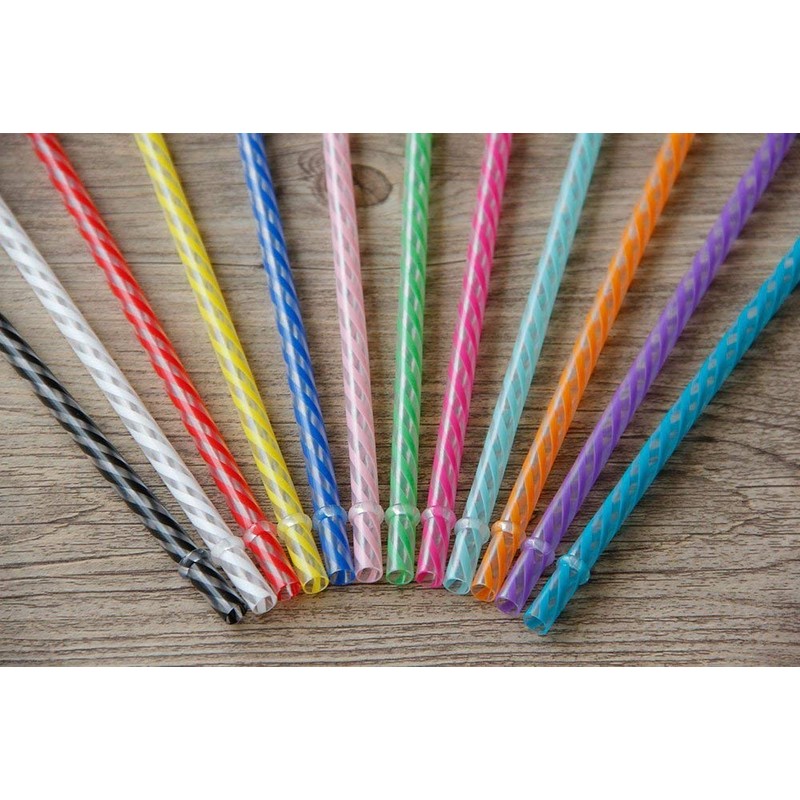 Dakoufish 12 Piece 7 Inch Reusable Plastic Thick Drinking Straws