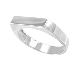 Stackable 925 Sterling Silver Custom Engravable Flat Top Signet Ring (Size 9)