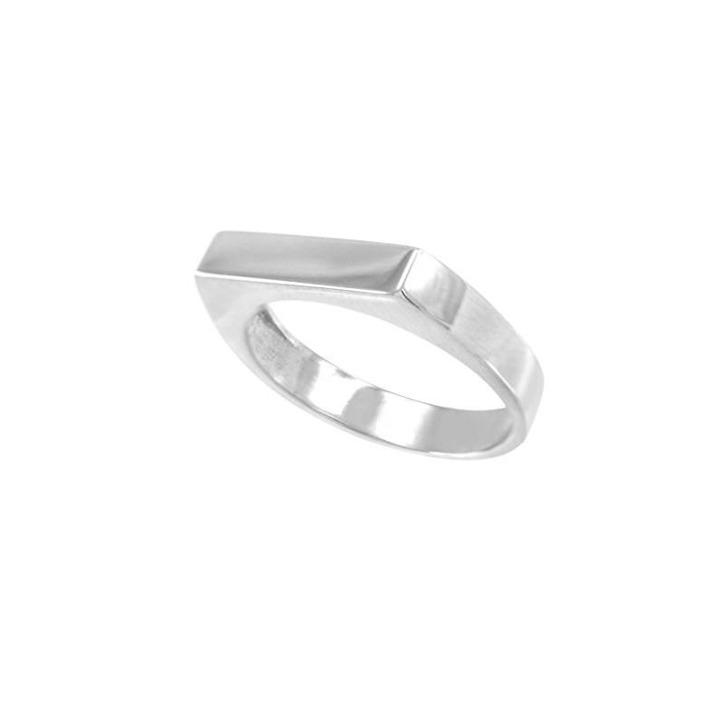 Stackable 925 Sterling Silver Custom Engravable Flat Top Signet Ring