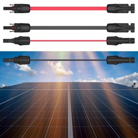 Solar Cable Window Feed-Through 6 mm² Flat Cable PV Cable for Balcony Power Plant 100 cm, PV Solar Cable MC Window Feed-Through Flexible, 1 Pair
