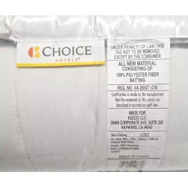 Keeco Choice Hotels Softstitch Quilted Blanket Queen 90x90" 100% Polyester Hotel