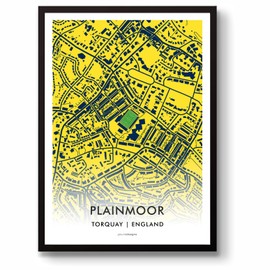 GroundDesigns TORQUAY UNITED FC Football Gift PLAINMOOR Stadium Art Map Unframed A3 Print TUFC