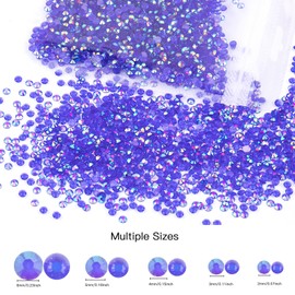 RODAKY 2000Pcs Resin Rhinestones，5MM Transparent Royal Bule AB Round Flatback Jelly Rhinestones for Crafts DIY Crystal Gems Shiny Diamond for Nails Design Rhinestones Bulk Tumblers Face Makeup Shoes