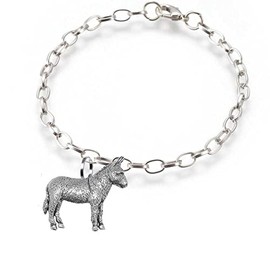 pp-e07 Donkey Equestrian fine lead free English Pewter charm on a belcher link chain anklet bracelet