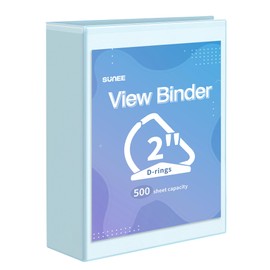 SUNEE 3 Ring Binder 2 Inch, Clear View Binder Three Ring PVC-Free (Fit 8.5x11 Inches) for School or Office Supplies, Blue, 1 Pack