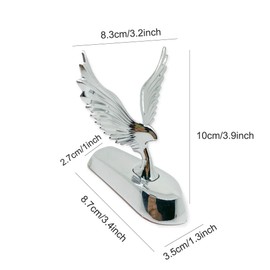 American Flying Eagle Hood Ornaments for Cars Metal Stickers 3D Car Hood Decals Stand Bonnet Emblem Badge Bird Logo Sculpture Ornament for Trucks Auto Styling 10X8.7cm/3.9X3.4inch (Chrome)