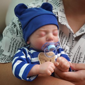 MYREBABY 17" Lifelike Reborn Sleeping Baby Boy Doll Hardy, Realistic Newborn Baby Dolls, That Look Real for 3+ Year Old