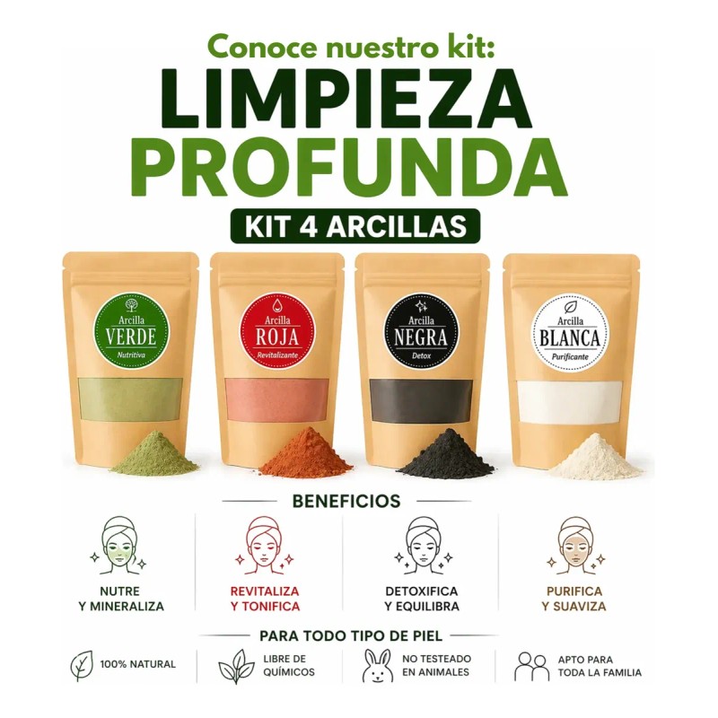 Mascarilla Barro Arcilla Roja Verde Blanco Negro 250g Elegir