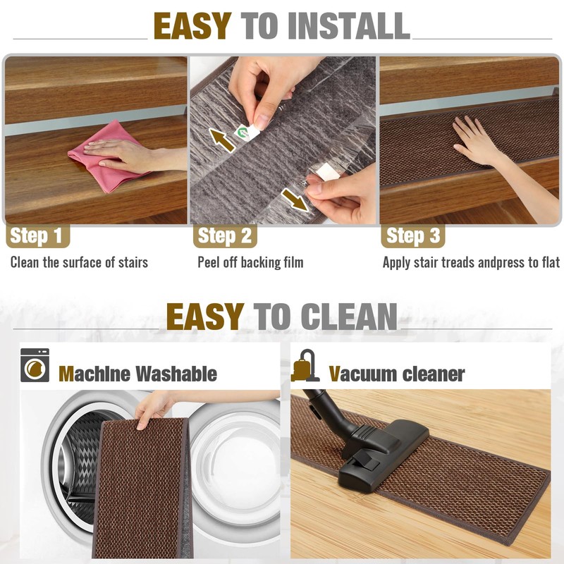 SMILOOL Stair Treads Non Slip for Wooden Steps Indoor 9"