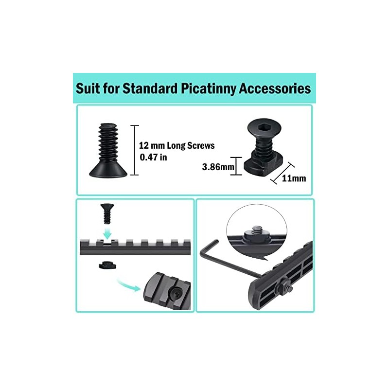 16 Pack T-Nut Screw Replacement Sets,Compatible with Rail Mount, with