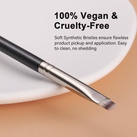 TEOYALL Flat Angled Eyeliner Brush, Soft Thin Slanted Synthetic Bristles Precision Eyebrow Brush For Brow Powder Gel Eye Liner