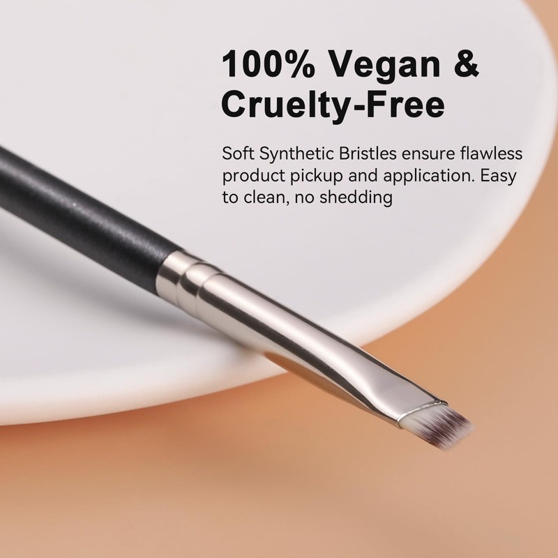 TEOYALL Flat Angled Eyeliner Brush, Soft Thin Slanted Synthetic Bristles