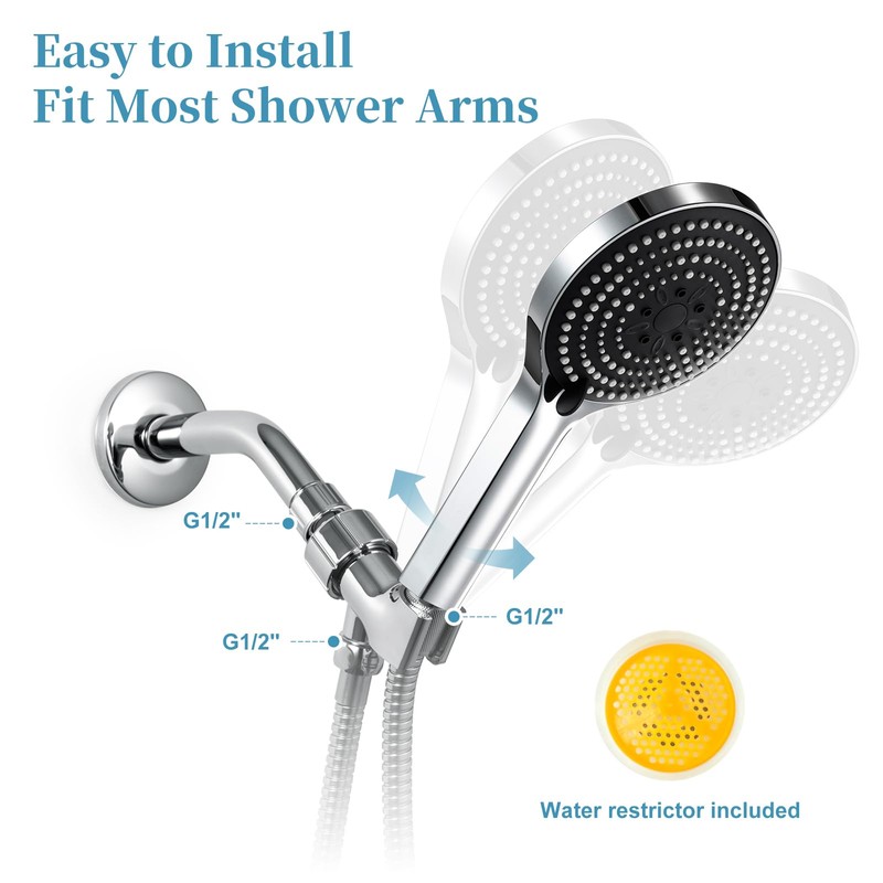 OFFO Handheld Shower Head Set, 6-Mode High Pressure Handheld Sprayer