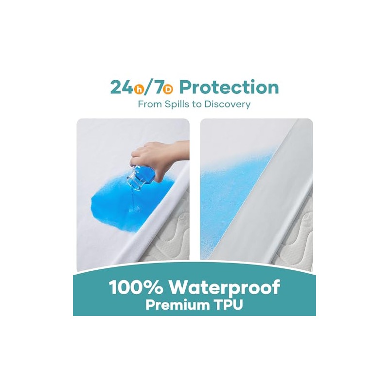 OhGeni - Protector de colchón Impermeable, sábana Bajera Ajustable tamaño