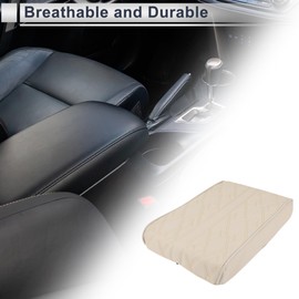 A ABSOPRO Universal Center Console Cover Car Armrest Cover Middle Console Cover Lid for Most Vehicle SUV Car Sedan 12.2"x7.87"x1.97" Beige Nappa Leather, Memory Foam Diamond Pattern