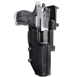 Maxtor Tactical Alloy Competition Holster OWB Fits Sig P226 XFIVE (Black - Carbon Fiber, Right Handed) Outside The Waistband Carry Gun Holster Kydex American Made OWB Aluminum Belt Attachment