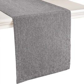 Mebakuk Linen Farmhouse Table Runner Large Burlap Style Soft and Waterproof Decorative Fabric Runner for Outdoor Wedding and Dinner (14 x 90 Inch, Dark Grey)