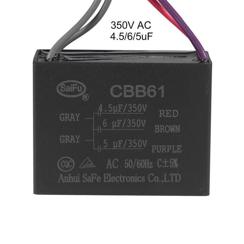 uxcell Ceiling Fan Capacitor CBB61 4.5/6/5uF 350V AC 5 Wires