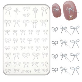 3D Bow Nail Art Silicone Mold, Embossed Bowknot Nail Carving Template Relief Nail Bows Nail Mold Reusable Silicone Nails Tools for DIY Gel Nails Charms and Crafts
