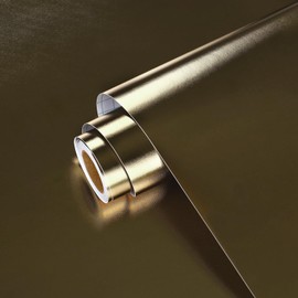 Metal Brown Stainless Steel Contact Paper Metallic Brown Gold Wallpaper Peel and Stick Bronze-Colored Wall Stickers for Appliances Refrigerator Removable Contact Paper for Countertops, 17.7” X 78”