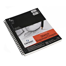Canson 702-192 Universal Sketch Pad, Side Wire Bound, 9" x 12", White