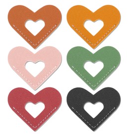 Piriuuo 6 Pcs Heart Leather Bookmark, Cute Bookmarks with Heart Shape Leather Corner Bookmark Leather Bookmarks for Book Lovers Hollow Heart Bookmarks for School Office Home Reading