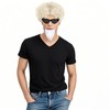 ATAYOU Mens Blonde Curly Wig with Goatee Beard and Glasses