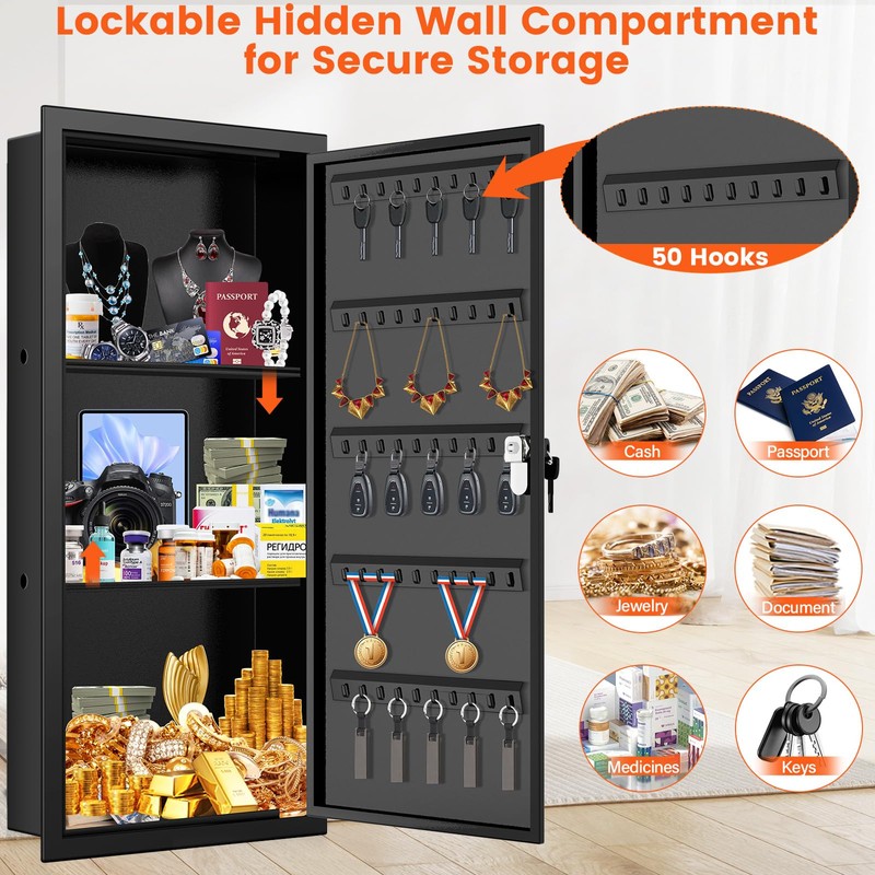 29.53" Tall Hidden In Wall Safe Between 16" Studs with