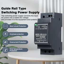Jadeshay Power Supply Switching,DC24V 1.5A 30W Power Supply Single Phase Din-Rail Power Supply Transformer Universal for Ring Door Bell System and More,Input AC100V-240V Output DC24V