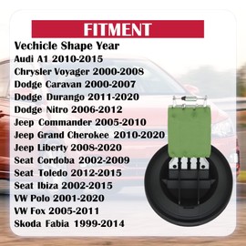 HISports Heater Blower Motor Fan Resistor 6Q0959263-Compatible with A1 A2 Cordoba Ibiza IV Polo Fox Fabia Roomster Car Heater Motor Fan Replace 6Q0959263A