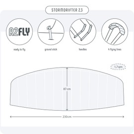 Skymonkey Stormdrifter 2.3 Steering Mat (4-Line) R2FLY - Wingspan: 230 cm [Stormgrey]