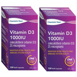 Chemists’ Own Vitamin D3 1000IU 2 x 130 Capsules - Special Bundles