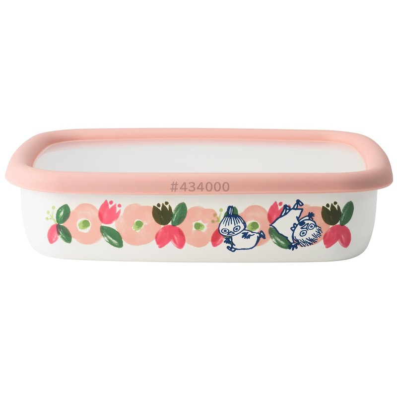 Fuji Enamel Moomin Flower Garden Shallow Square Container M