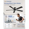 ZMISHIBO 52 Inch Ceiling Fan No Light, Flush Mount Low