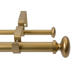 Meriville 1-Inch Diameter Prima Telescoping Double Window Treatment Curtain Rod, 84-Inch to 120-Inch, Royal Gold