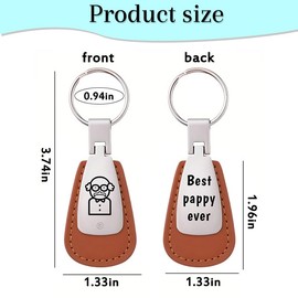 Pappy Keychain Gifts for Grandpa From Grandson Granddaughter, Grandpa Christmas Birthday Gifts for Papa Grandfather Leather Keychains for Pappy Retirement Appreciation Gift for Grandpa