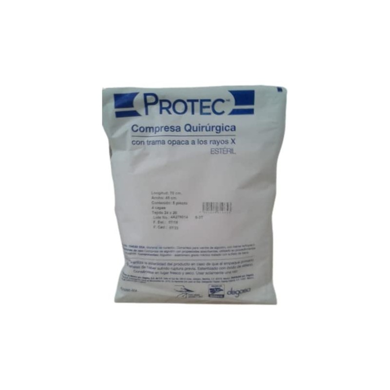 Generic Compresa quirúrgica para vientre esteril 24x20 protec c/5 pz,