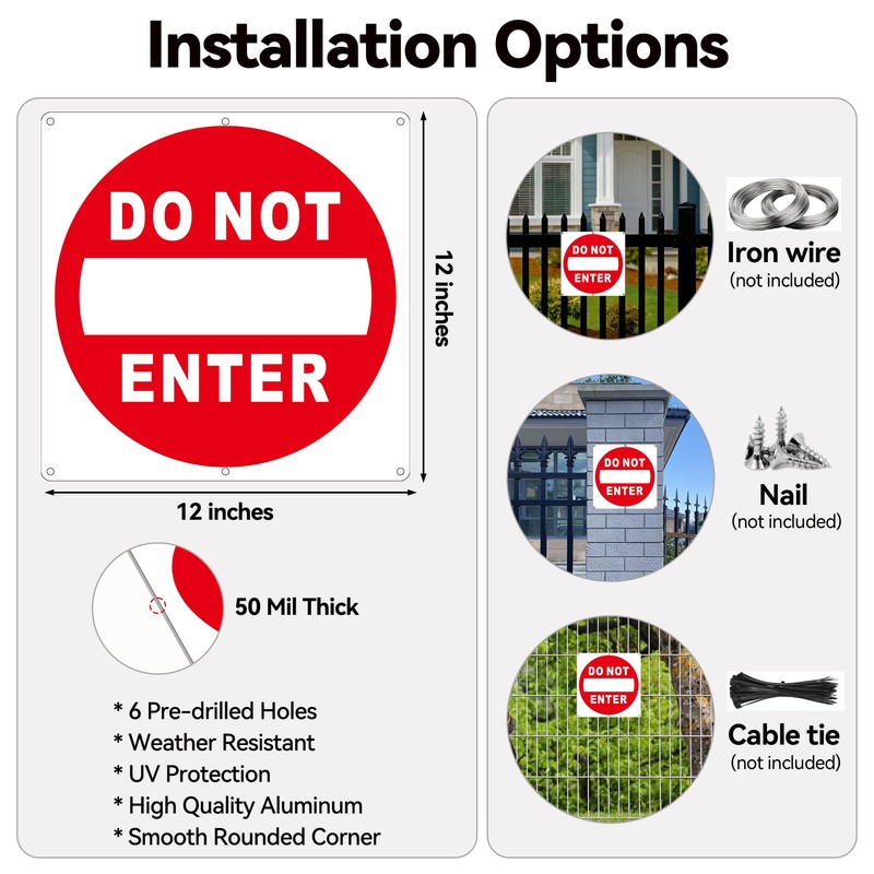 (2 Pack) Do Not Enter Sign, 12x12 Inches Keep Out