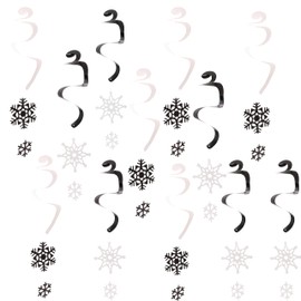 Toyland® Pack of 12 - Black & White Hanging Snowflake Swirls - Festive Christmas Decorations