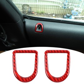 CheroCar for Mustang Door Lock Pin Button Knob Frame for Ford Mustang Interior Decoration Accessories 2009-2013 (Red Carbon Fiber)