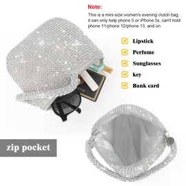 BELICOO Rhinestone Evening Bag, Women Sparkly Clutch Bag Bling Evening Aluminum Beaded Handbags for Prom Wedding Party Engagement