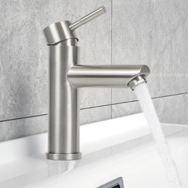 Laittiin Bathroom Sink Mixer Tap Stainless Steel Bathroom Tap Washbasin Mixer Tap Hot and Cold Water Tap Single Lever Mixer Tap High Pressure for Kitchen Toilet